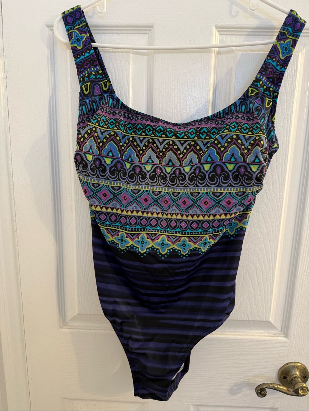 Robby Len Size 16 Multicolor Aztec-Pattern One-Piece Swimsuit